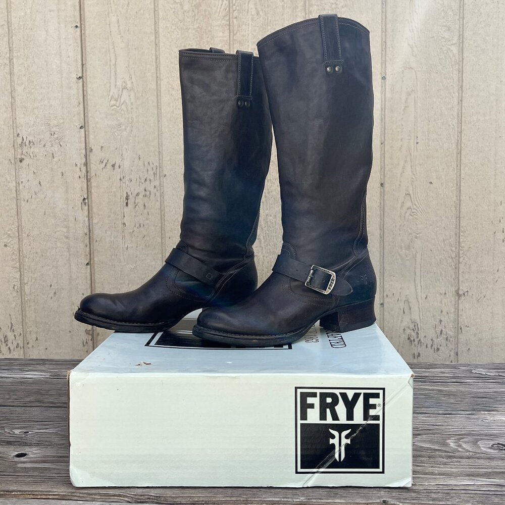 Frye Martina Engineer Tall Rugged/Biker/Western Boot Brown Size 9 Lightly Used